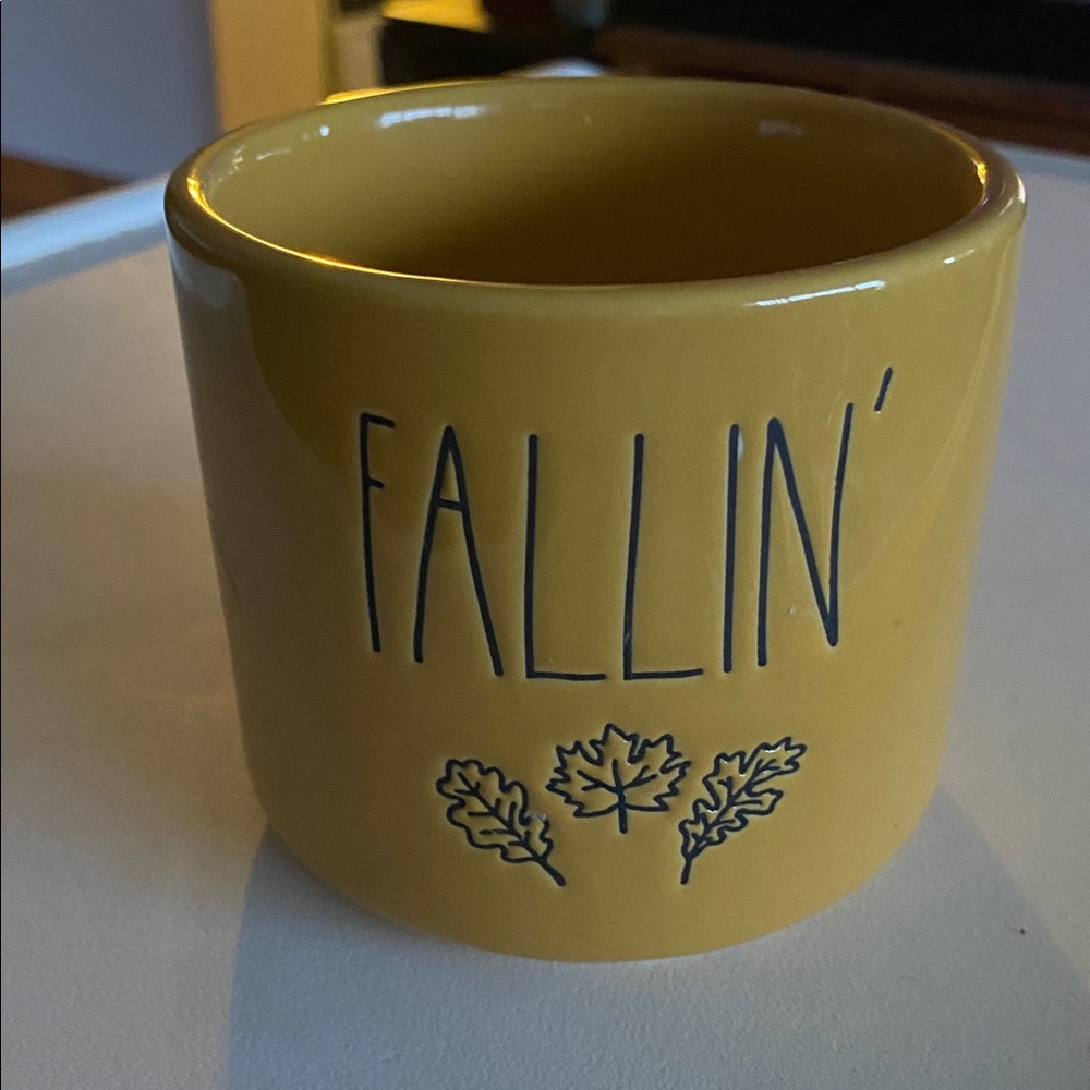 Yellow Ceramic Dish with Black Text